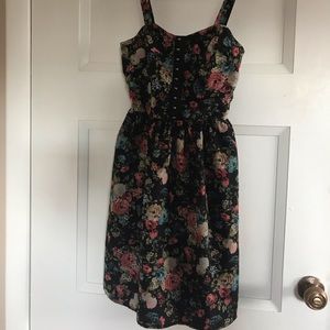 Casual Black Dress with Flowers